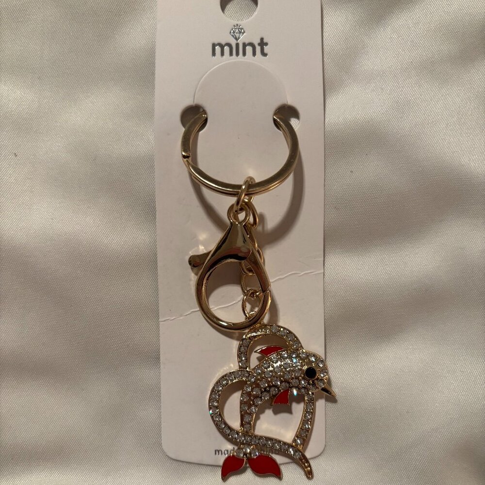 Bag Charm Keychain - Heart Dolphin